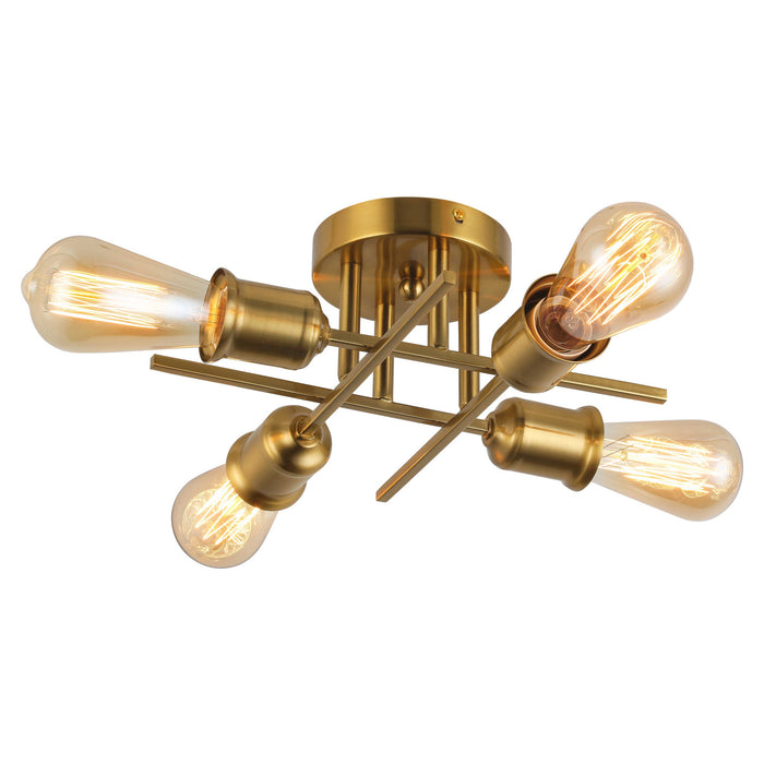 Dainolite Nebraska 4 Light Semi-flush Mount Aged Brass Finish Lamp