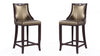 Emperor Traditional Wood Upholstered Barstool in Bronze - Set of 2 | Tabouret de bar en bois traditionnel Emperor avec assise rembourree, bronze - Lot de 2
