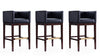 Kingsley Mid-Century Modern Wood Upholstered Barstool in Black - Set of 3 | Tabouret de bar Kingsley style milieu du siecle en bois et tissu noir - Lot de 3
