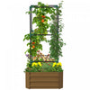 Outsunny Galvanized Raised Garden Bed With 3-tier Trellis Tomato Cage Brown|Outsunny Lit De Jardin Sureleve Galvanise Avec Cage En Treillis, Marron