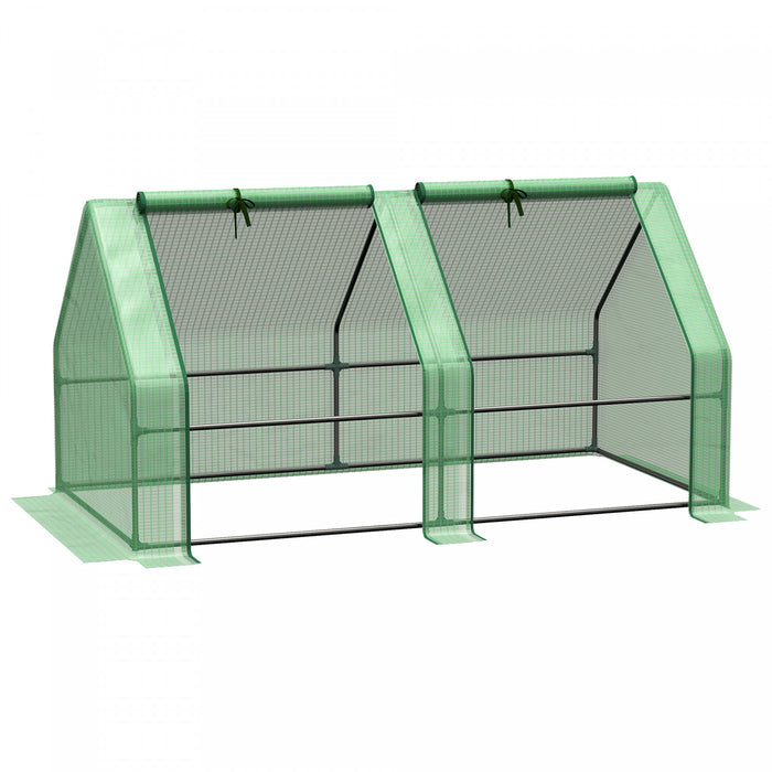 Outsunny 6' X 3' X 3' Portable Tunnel Greenhouse Outdoor Garden Mini With Large Zipper Doors & Water/uv Pe Cover Green
