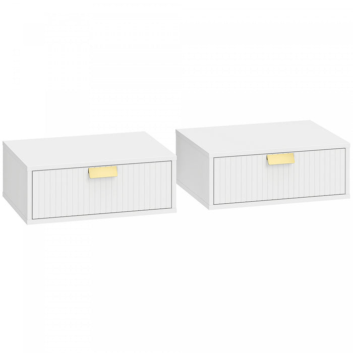 HOMCOM Floating Nightstands Set of 2, Bedside Tables White