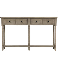 Phyllis Solid Wood Console Table With Drawers And Bottom Shelf - Grey 