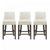 Beever Modern Chenille Wood Counter Stool in Cream - Set of 3 Bar Stool | Tabouret de comptoir moderne en bois avec chenille Beever, creme - Lot de 3