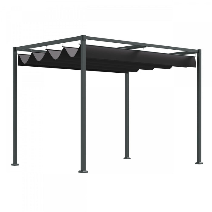Outsunny 10' X7' Patio Pergola With Retractable Canopy, Outdoor Sun Shelter, Yard Shade, Black