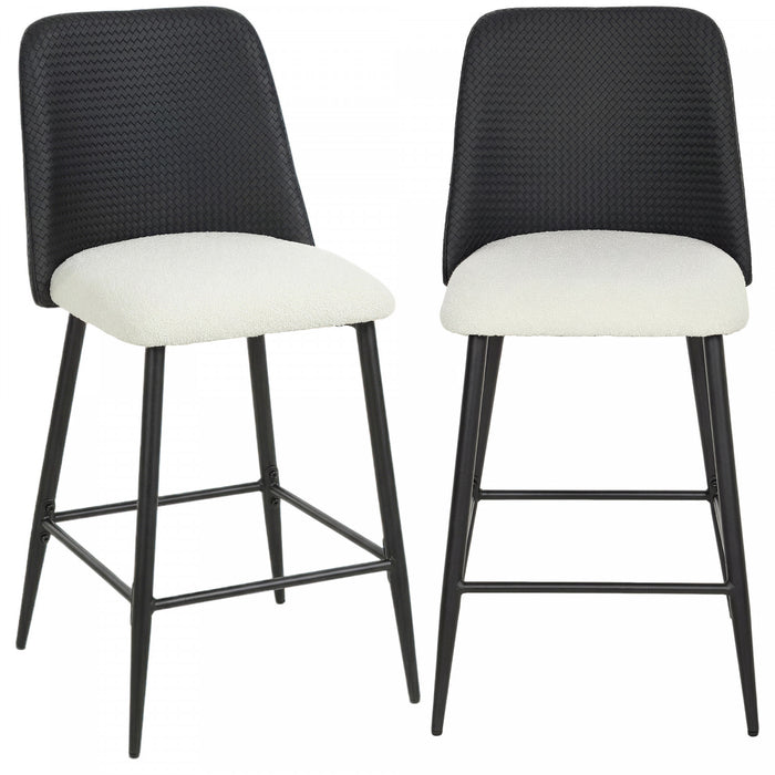 HOMCOM Bar Stools Set of 2, 26\" Counter Height Bar Stools with PU Backrest