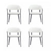 Belle Modern Metal Upholstered Dining Chair in White - Set of 4 | Chaise de salle a manger moderne en metal et tissu Belle, blanche - Lot de 4