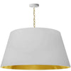 Dainolite Brynn 1 Light Pendant Xlarge Aged Brass Finish White/Gold Shade Lamp|Très grand luminaire suspendu Brynn de Dainolite avec abat-jour blanc et doré, fini laiton vieilli et 1 ampoule