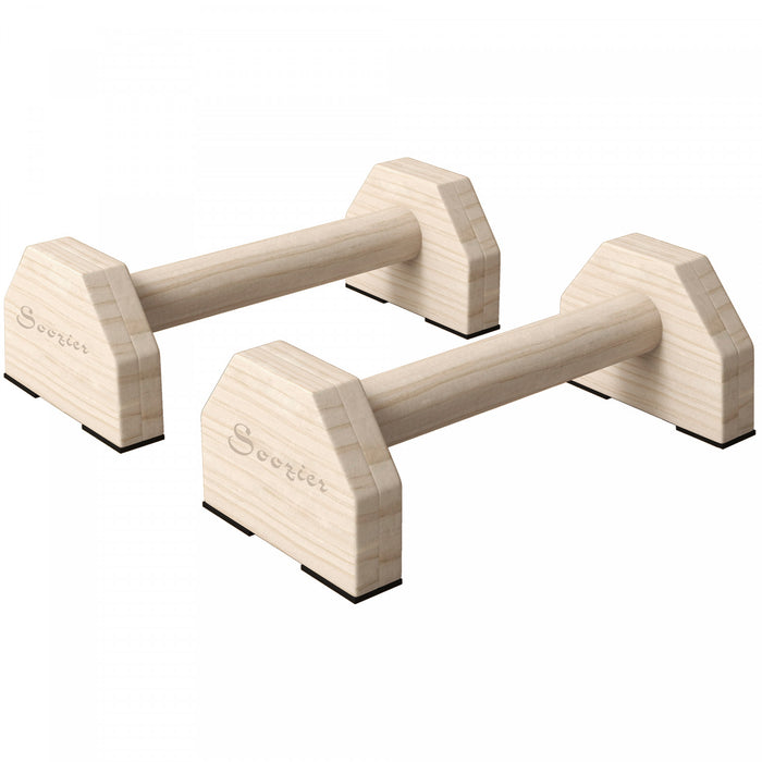 Soozier Push up Handles, Wooden Parallettes Bars with Non-Slip Base Natural