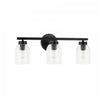 Dainolite Vienna 3 Light Incandescent Vanity Matte Black Clear Ribbed Glass Lamp|Lumière de coiffeuse Vienna de Dainolite en verre côtelé transparent, avec fini noir mat et 3 ampoules incandescentes