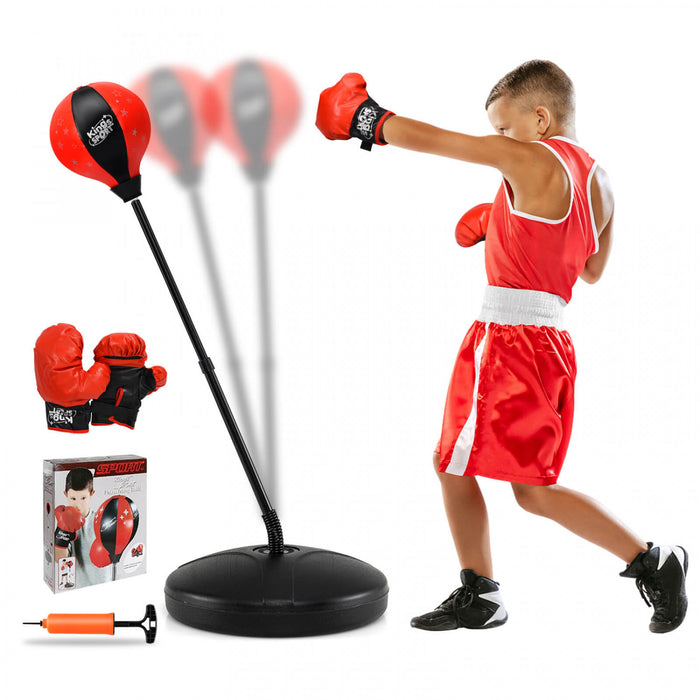 Costway Kids Punching Bag Toy Set Adjustable Stand Boxing Glove Speed Ball W/ Pump New