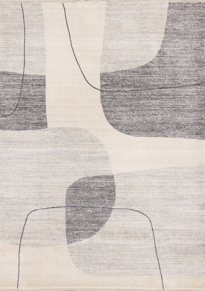 Olivia Grey Black Cream Geometric Rug, 7'10" x 10'2" Indoor Area Rug | Tapis geometrique gris noir creme Olivia, 7'10" x 10'2"