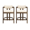 Lucas 26" Rubberwood Counter Height Bar Stool with Upholstered Seating Set of 2,Walnut Dining Chair | Lucas Ensemble de 2 tabourets de bar en bois de caoutchouc de 26" avec assise rembourree, noyer