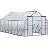 Outsunny Polycarbonate Greenhouse Kit With Vent Rain Gutter Door, Green|Outsunny Serre En Polycarbonate Avec Porte, Gouttiere, Aeration, Vert