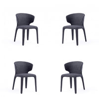 Conrad Mid-Century Modern Upholstered Dining Chair in Black - Set of 4