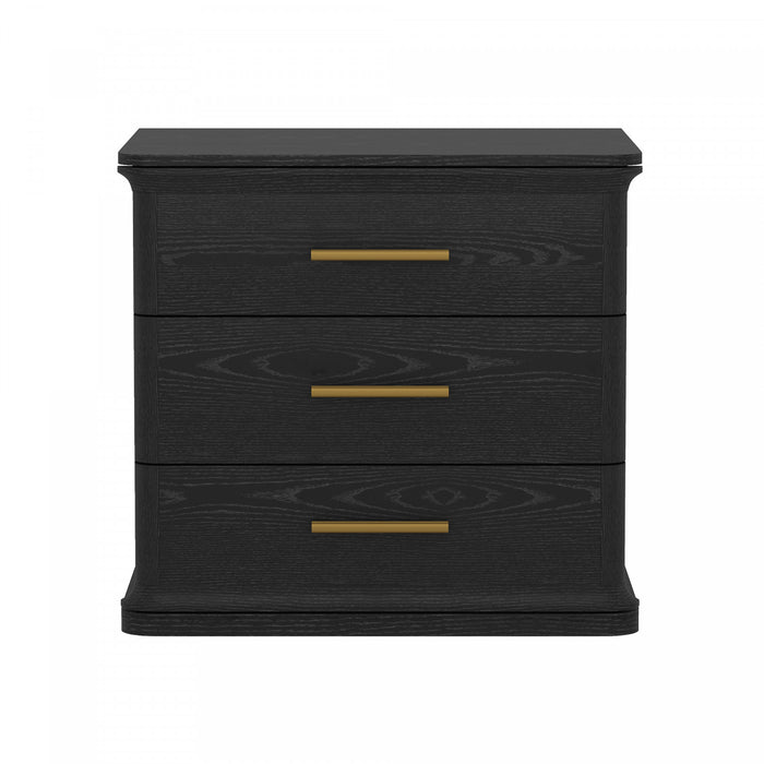 Clifford Traditional Nightstand in Black (3-Drawer)