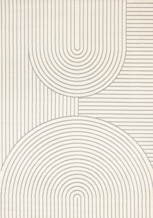 Forte White Grey Curved Arches Indoor Area Rug - 5'3\" x 7'5\"