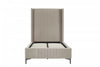 Promenade Mid-Century Modern Upholstered Velvet Twin Bed in Rustic Taupe | Lit jumeau Promenade de style mi-siecle moderne en velours capitonne, finition taupe rustique