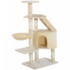 Pawhut 49" Cat Tree With Hammock, Cat Condo Tower With Scratching Post For Indoor Cats, Beige|Pawhut 49 '' Arbre A Chat Tour Chaton Griffoir Griffoir Escalade Centre D'activite Maison De Jeu Meu