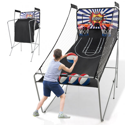 Costway Dual Shot Basketball Arcade Game With 8 Game Modes Arcade Sound Electronic Scoring White