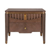 Liam Modern Wave Design Nightstand with 2 Storage Drawers,Brown  | La table de nuit moderne Liam avec design en vague et 2 tiroirs de rangement, couleur marron