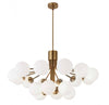 Dainolite Amanda 18 Light Chandelier Aged Brass White Opal Glass Lamp|Lustre Amanda de Dainolite en verre blanc opale, avec fini laiton vieilli et 18 ampoules