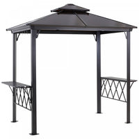 Outsunny 9' X 5' Grill Gazebo, Bbq Canopy With 2-tier Pc Roof, Shelves