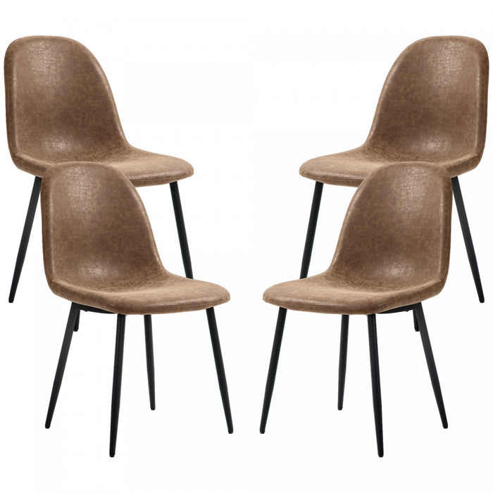 HOMCOM Retro Dining Chairs Set of 4 with PU Leather Upholstery, Steel Frame