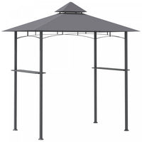 Outsunny 8' X 5' Bbq Grill Gazebo Tent With Double Tiered Canopy For Outdoor Sun Shade, Grey