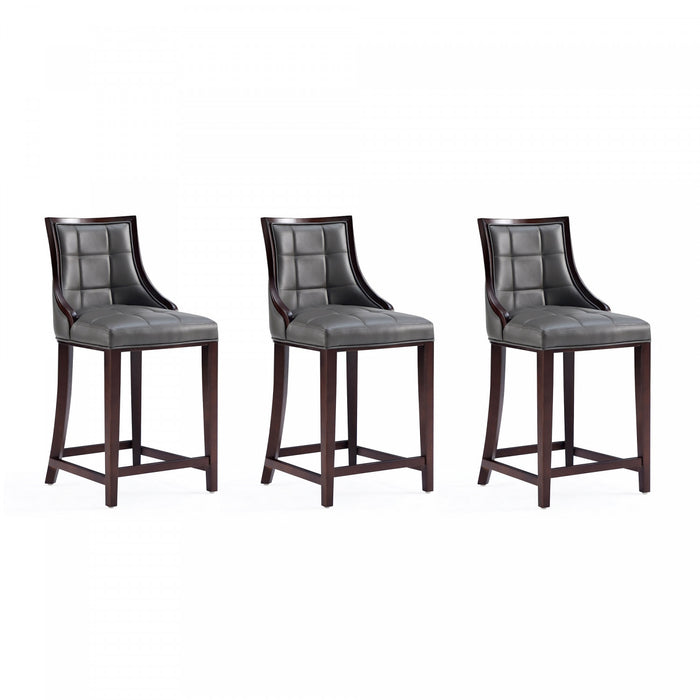 Fifth Avenue Traditional Wood Upholstered Counter Stool in Graphite - Set of 3