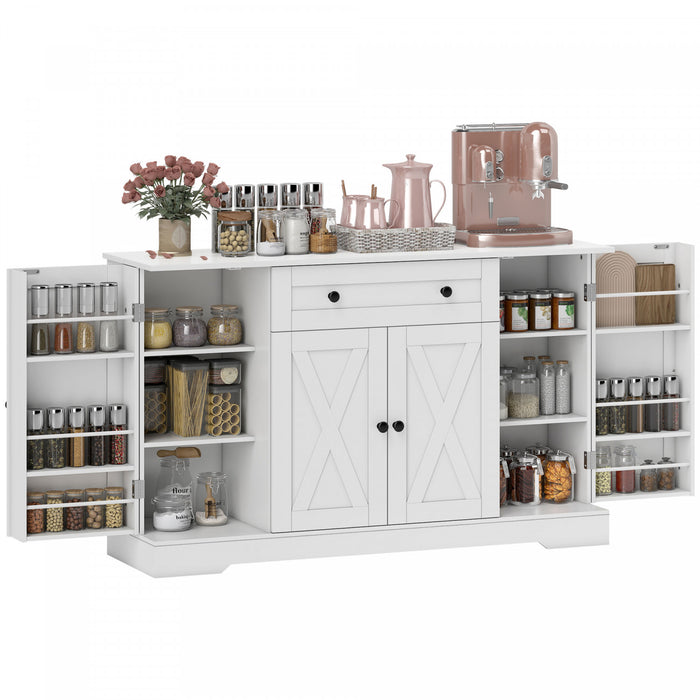 HOMCOM 54\" Sideboard Buffet Cabinet, Farmhouse Kitchen Cabinet, White