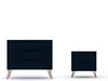 Rockefeller Mid-Century Modern 2-Piece Dresser Set in Midnight Blue | Ensemble de commodes 2 pieces Rockefeller style milieu du siecle, bleu minuit