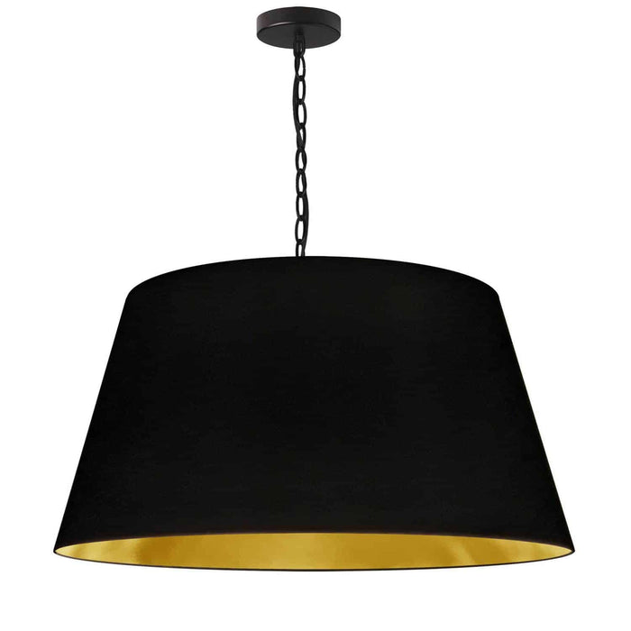 Dainolite Brynn 1 Light Pendant Large Black Finish Black/Gold Shade Lamp