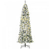Homcom 7.5ft Prelit Artificial Snow Flocked Pencil Christmas Tree|Homcom Arbre De Noel En Forme De Crayon Floque De Neige Artificielle Pre-eclaire De 7.5 Pieds Avec 350 Lumieres Led Blanc Chaud Et 641 Pointes De Branche