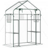 Outsunny Mini Greenhouse, Walk-in Greenhouse With 4 Shelves, Roll-up Door