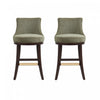 Lucia Modern Chenille Wood Upholstered Barstool in Leaf Green - Set of 2 | Tabouret de bar moderne Lucia en bois et tissu chenille vert feuille - Lot de 2