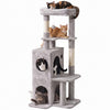 PawHut 52\" Cat Tree, Multi-Level Large Cat Tower House with 2-Tier Condo, Bed, Sisal Scratching Posts and Teaser Toys for Indoor Kittens Activity Center, Light Grey
