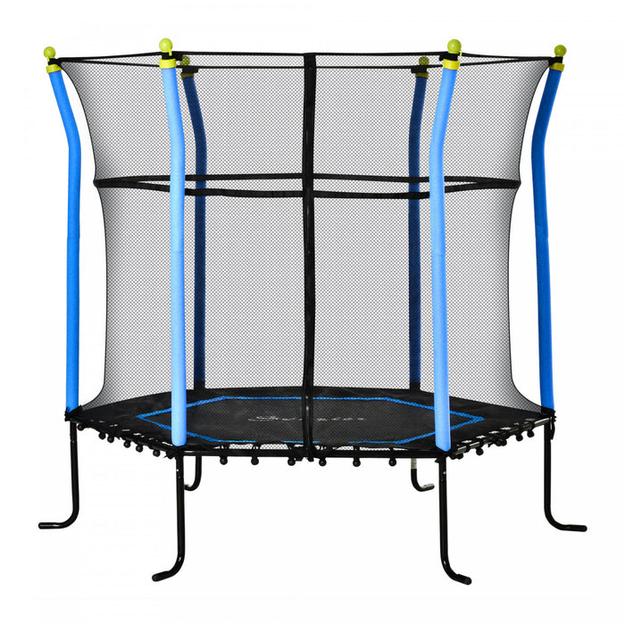 Soozier 63\" Kids Trampoline Mini Indoor/outdoor Bouncer Jumper With Enclosure Net Elastic Thick Padded Pole Gift For Child Toddler Age 3-10 Years Old Blue