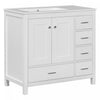 Andrew 36" Solid Wood Bathroom Vanity With Ceramic Sink And Storage Cabinet - White | Andrew Meuble-lavabo En Bois Massif 36" Avec Vasque En Ceramique Et Armoire De Rangement - Blanc
