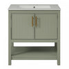 Simona 30\" Solid Wood Bathroom Vanity With Ceramic Sink And Storage - Green
