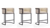 Cosmopolitan Mid-Century Modern Metal Upholstered Counter Stool in Cream - Set of 3 Bar Stool | Tabouret de comptoir moderne du milieu du siecle en metal et tissu creme Cosmopolitan - Lot de 3