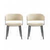 Luce Modern Textured Vegan Leather Metal Dining Chair in Sand - Set of 2 | Chaise de salle a manger moderne Luce en cuir vegetalien texture et metal, sable - Lot de 2