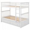 Elvis Solid Wood Convertible Bunk Bed With Drawers, Twin Size - White | Lit Superpose Convertible Elvis En Bois Massif, Taille Simple, Avec Tiroirs - Blanc