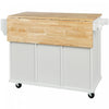 Margery Rubberwood Kitchen Cart With Drop-leaf Countertop And Storage Racks -White | Chariot De Cuisine Margery En Bois De Caoutchouc Avec Plan De Travail Rabattable Et Etageres De Rangement - Blanche