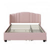 Jean Upholstered Platform Bed with Wingback Headboard and Storage Drawers,Queen Size,Pink Queen Bed | Lit plateforme Jean rembourre avec tete de lit a oreilles et tiroirs de rangement, taille queen, rose