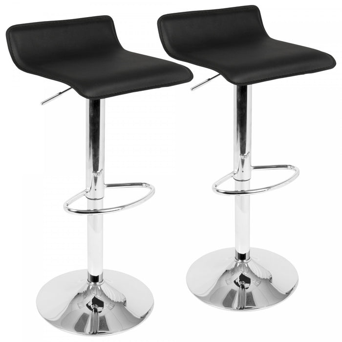 LumiSource Ale Black Fabric Contemporary Adjustable Height Barstool with Swivel - Set of 2