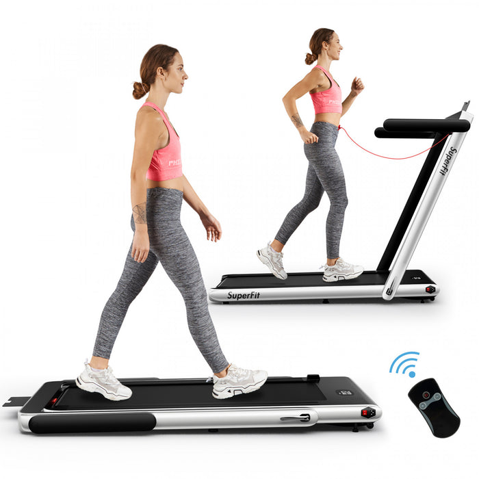 Superfit 2.25hp 2 In 1 Folding Treadmill W/ Speaker Remote Control App Silver