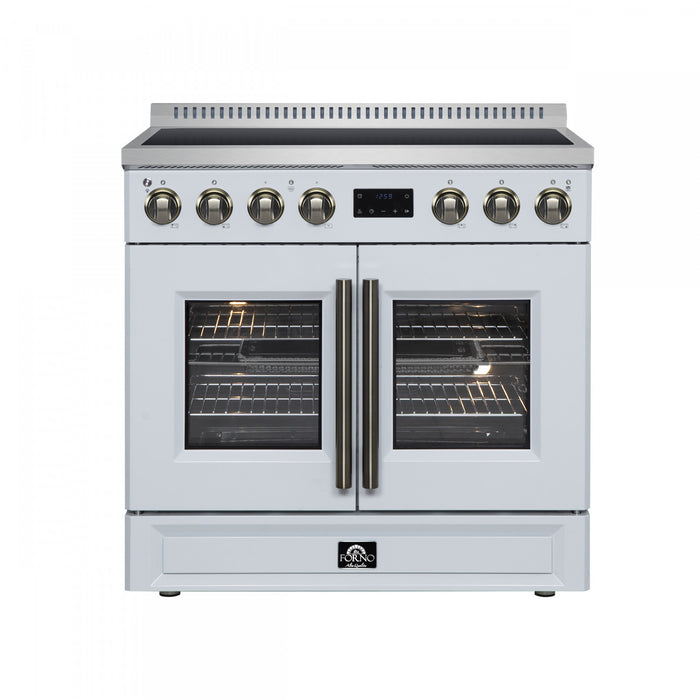 Forno Torino French Door 36 Inch White Induction Range, 5.36 cu.ft. - FFSIN0950-36WHT Electric Range