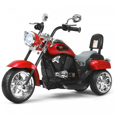 6v Kids Ride On Chopper Motorcycle 3 Wheel Trike With Headlight Red