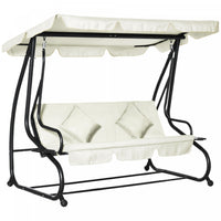 Outsunny 3-seat Outdoor Patio Swing Chair, Converting Flat Bed, Canopy Swing With Adjustable Shade,